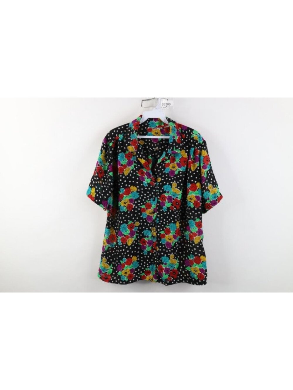 Vintage 90s Streetwear Womens XL Babydoll Flower Polka Dot Mesh Collared Shirt